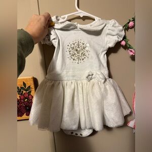 White Baby Dress with Snowflake Design